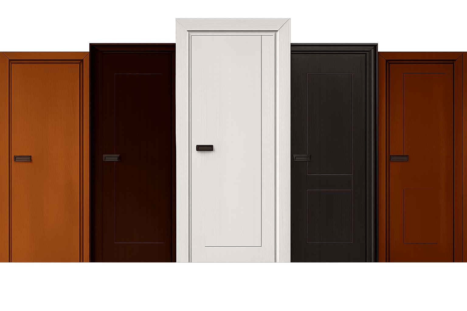 Various door styles in different finishes